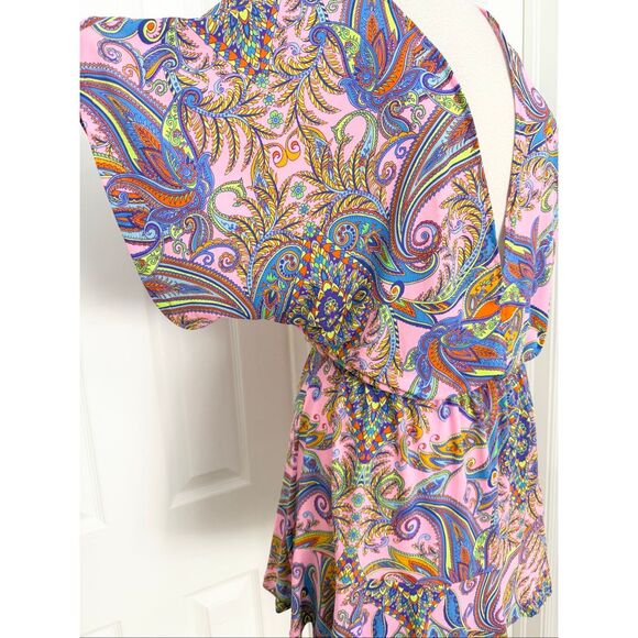 Luli Fama Womens Multicolor Pinkin About You Playera Cover-Up Dress Size Medium - Picture 3 of 6